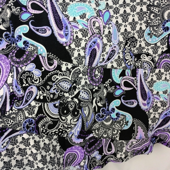 2/$30 Elementz Colorful Silver Purple Knee-Length A-Line Patchwork Skirt (#21) - Picture 4 of 7